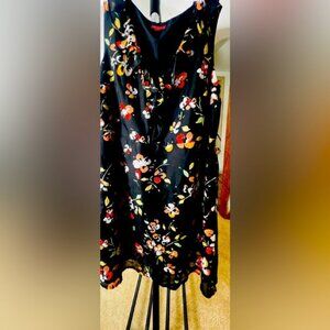 Merona  Shift Black & Flowered Print Dress